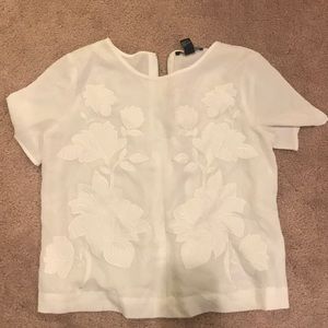 Ivory lace front silk top